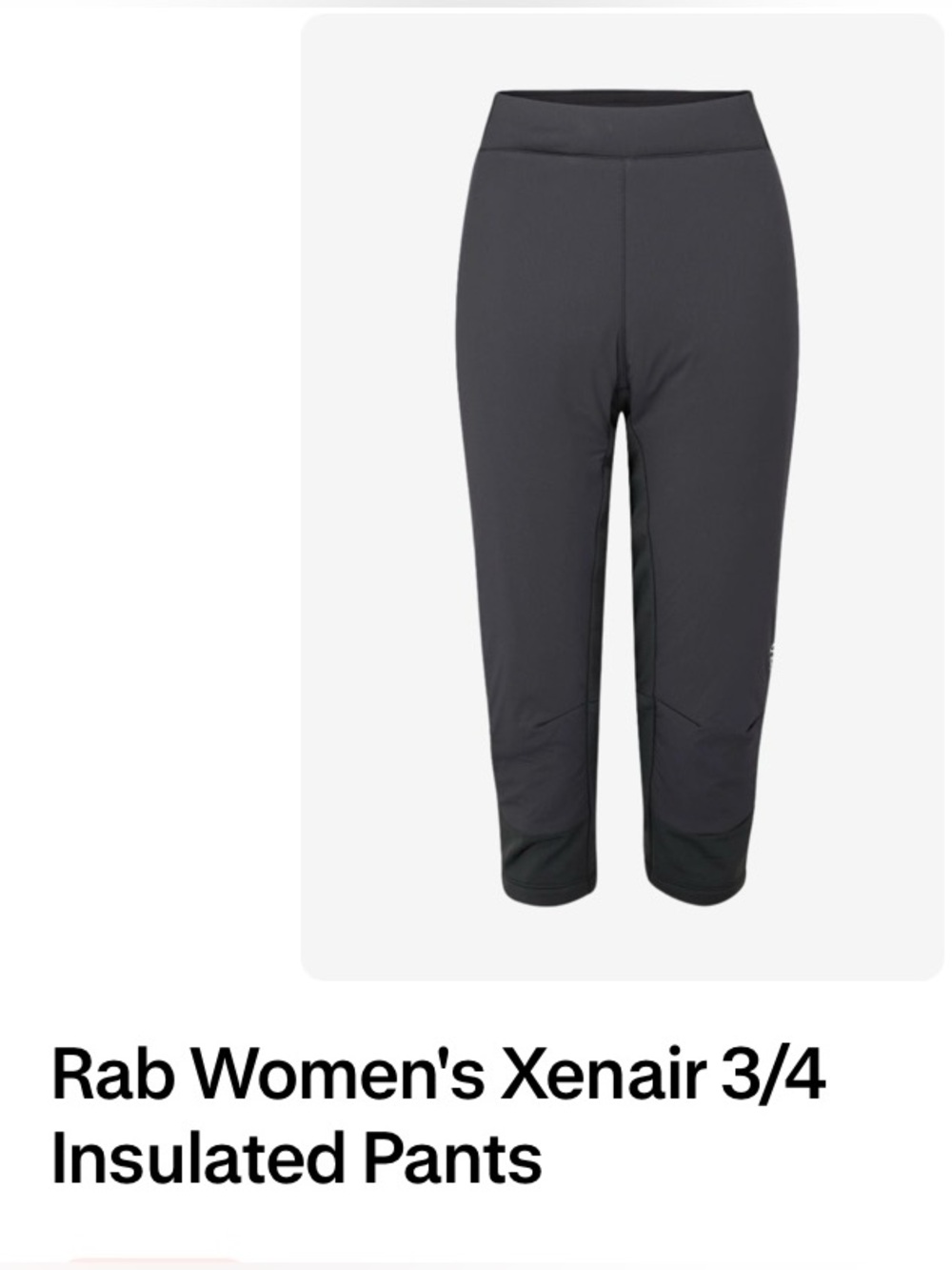 Rab Women's 3/4 Xenair 3/4 Mountaineering Backcountry Insulated Pants